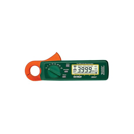 Mini Pinza Amperimétrica CA/CC de RMS Real 400 A con Resolución de 1 mA y Medición de Frecuencia Sin Contacto de EXTECH